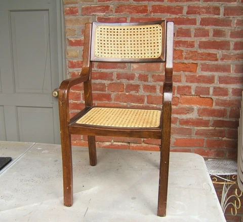 Vintage CHILD'S  Chair Cane Back and Seat Bent Wood Arms Cover
