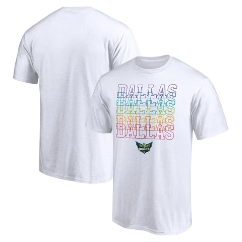 Unisex Fanatics Branded White Dallas Wings Wordmark Pride T-Shirt Cover