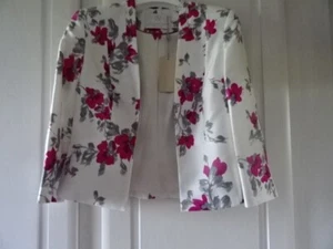 JACQUES VERT PETITE EDGE TO EDGE JACKET -PINK FLORAL SIZE 10 NEW - Picture 1 of 3