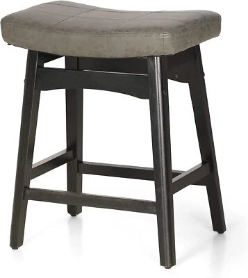 Bar Stools 24"H Saddle Seat Pub Chair Home Kitchen Dining Room - Image 1 of 4