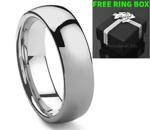 6MM Tungsten Carbide Classic Silver Color Wedding Band Unisex Engagement Ring - Picture 1 of 8
