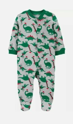 Carters Size Newborn Boys Christmas Dinosaurs Footed Sleeper - BRAND NEW W TAGS - Image 1 of 3