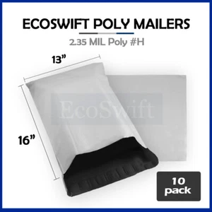 10 Buste Autosigillanti 13 x 16 EcoSwift Bianco Poly Mailers 2,35MIL - Foto 1 di 5