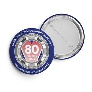 VE Day 80th Anniversary CUSTOM NAME Standard Pin Badge Design 3 - Special Editio - Bild 1 von 2