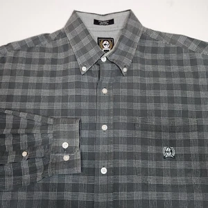 Cinch Vintage Button Down Shirt Mens Large Green Check Plaid Western Cowboy - Picture 1 of 7
