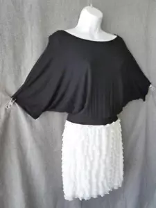 Abito Anthropologie~Nordstrom~B&W Slouch Jersey Top~15-Ruffle Gonna a Matita~XS/S - Foto 1 di 11