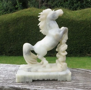 Vintage Carved Chinese Soapstone or Similar Carved Horse 23cm 9" High 2.1kg - Picture 1 of 11