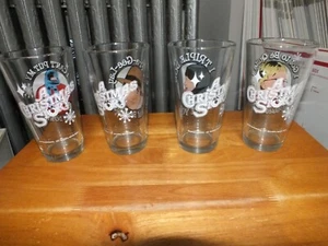 VANDOR SET OF 4 PEANUTS CHARLIE BROWN SNOOPY CHRISTMAS GLASSES GREAT COND UNUSED - Picture 1 of 6