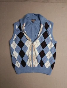 Brooks Brothers Vest Mens XL Argyle Extra Fine Italian Merino Wool Full Zip Golf - Picture 1 of 9
