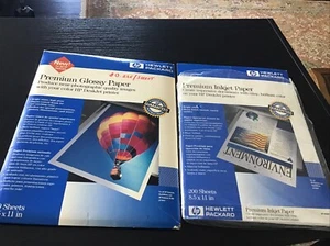 NEW HP Premium Glossy Paper 8.5x 11 All DeskJets 50 Sheets + Open Inkjet Paper - Photo 1/7