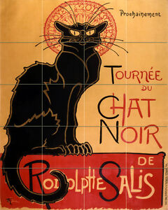 Art Deco Cat Vintage Chat Noir Ceramic Mural Backsplash Bath Tile #2291