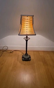 Lampade da tavolo antiche bastone candela stile bambù legno vintage alte 65 cm decorazione - Foto 1 di 23
