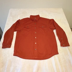 Duluth Fire Hose Shirt Jacket Men’s XL Orange Chore Canvas Fleece Lined Work - Picture 1 of 10