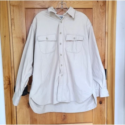 Рубашка LL Bean из замши 100% хлопок бежевая на пуговицах 17,5 XL уличная американская рабочая одежда - Изображение 1 из 4