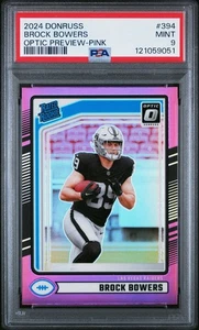 2024 Donruss Rated Rookie Brock Bowers Optic Preview Pink #394 PSA 9 Raiders - Bild 1 von 2