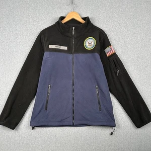 U.S. Navy Danbury Mint Embroidered Full Zip Fleece Men's Large Jacket Blue Black - Picture 1 of 9