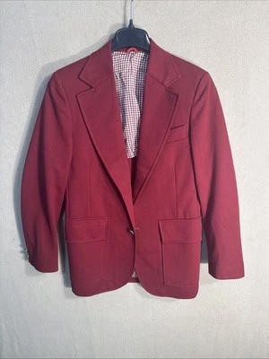 Vintage Schwobilt Today 36R Red Herringbone 1/2 Lined Houndstooth Wide Lapel - Image 1 of 4