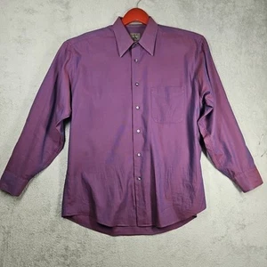 Vtg Calvin Klein Mens Purple/Blue Iridescent Long Slv Dress Shirt Sz 16 32/33 L - Picture 1 of 16