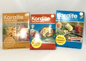 Bolsas congelador de almacenamiento de alimentos Kordite vintage 1978 1981 Mobil Oil paquetes abiertos EE. UU. - Imagen 1 de 8