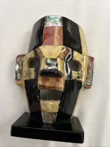 Máscara de Colección Esclaptura Estilo Maya Azteca Abalón Ceremonial Mexicano 4 Pulgadas - Imagen 1 de 4