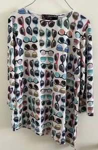 Peck & Peck mehrfarbige Bluse Größe Small Sonnenbrille Design schräger Saum - Bild 1 von 6