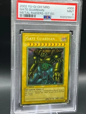 Vintage Yugioh Gate Guardian MRD-000 1st Edition Misprint Heavy Faded PSA 9 MINT - Image 1 of 4