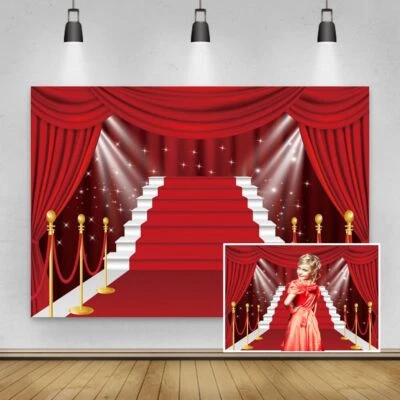 2.7x1.8m Roter Vorhang Bühne Hintergrund Roter Teppich Beleuchtung Fotografie... - Bild 1 von 4