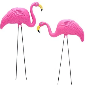 Pink Flamingos Yard Decorations Large 23" [Set of 2] Outdoor Garden Flamingo ... - Picture 1 of 7