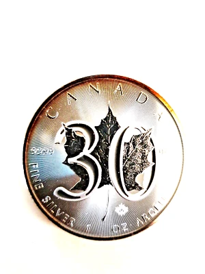 Silbermünze Maple Leaf 2018 Jubiläum Edition 30 Jahre seltene Anlagemünze 0.9999 - Bild 1 von 2