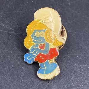Broche vintage de los 80 con nombre de pitufa cloisonne solapa de metal dibujos animados pitufos - Imagen 1 de 3
