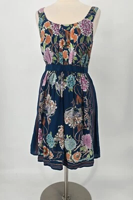 Vestido Moulinette Soeurs Talla Pequeña 100% Seda Verde Azulado con Ecuestre Fluido Sin Mangas Foto 1 de 4