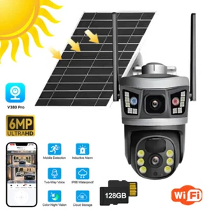 6MP WLAN Überwachungskamera Aussen Dual-Lens Kabellos Solar IP NETZWERK Kamera - Picture 1 of 18