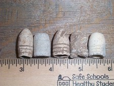 Vicksburg Civil War Dug relics 5 Fired  Rifle Musket Bullets 58 cal mini Balls