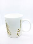 2014 Starbucks Holiday Coffee White Mug Gold Christmas Evergreen Tree Cup (E)