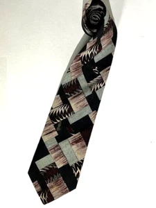 Vintage WINDSOR Abstract Geometric Burgundy 3.5" 100% Silk Tie - Picture 1 of 2