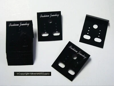 25 BLACK acrylic earring display cards pierced clip on jewelry display JD038 - Image 1 of 3