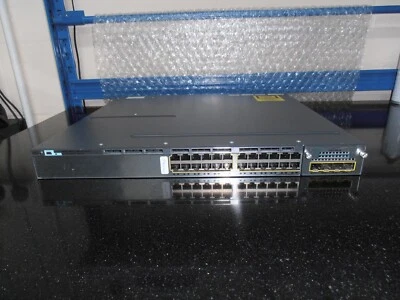 Cisco  WS-C3750X-24T-L 24 Port Gig  Switch 2 X PSU + C3KX-NM-1G  IPServices Lic - Image 1 of 4