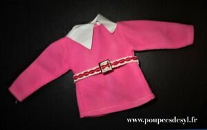 VINTAGE SINDY BARBIE PETRA FRANCIE polo haut rose avec ceinture pink shirt 60's