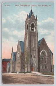 Fort Wayne IN Indiana First Presbyterian Church Vintage Antique Postcard 1915 - Picture 1 of 2