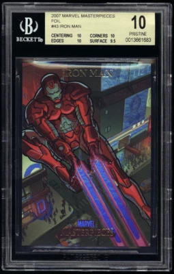 2007 Marvel Masterpieces Foil Parallel IRON MAN #43 BGS 10 Pristine w 9.5 POP 1 - Image 1 of 2