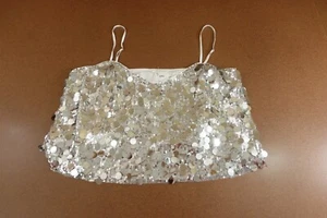 LENA Womens Size XXL Silver Sequin Scoop Neck Cropped Tank Top NWT - Picture 1 of 9