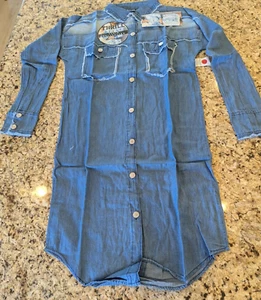 Thrill Jeans Womens Long Sleeve Denim Button Up Shirt Dress size M - Picture 1 of 8