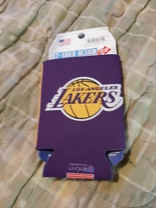 LOS ANGELES LAKERS KOOZIE ENFRIADOR DE LATAS NUEVO DOBLE CARA PLANO - Imagen 1 de 2