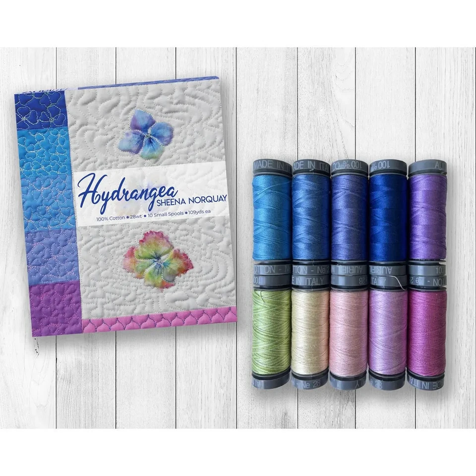 AURIFIL SET HYDRANGEA FROM SHEENA NORQUAY 10 SMALL SPOOLS 28 WT COTTON - Image 1 of 1