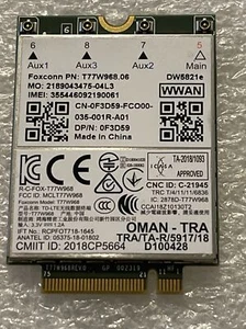 Dell Latitude 5420 5424 7424 T77W968 DW5821e Snapdragon X20 LTE F3D59 - Picture 1 of 4