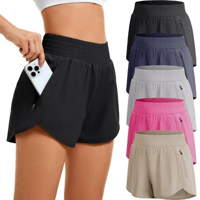 High Waisted Women's Workout Shorts Athletic Running Gym w/ Pockets - Casual - Изображение 1 из 4