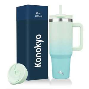 40 oz Tumbler with Handle and 2 Straws,2 in 1 Lid Insulated Water Bottle Stai... - Picture 1 of 7