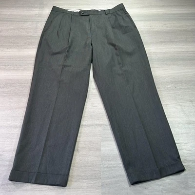 Pantalones de vestir Alan River para hombre 38x30 grises pantalones plisados con puños dobladillo mezcla de lana Foto 1 de 4