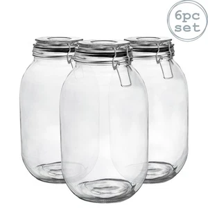 6x Glas Vorratsgläser mit Airtight Clip Deckel 3L Set Black Seal - Bild 1 von 7
