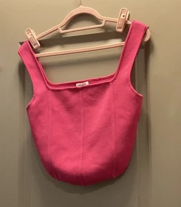 Mittoshop Square Neck Pink Crop Top Large NWT - Picture 1 of 3